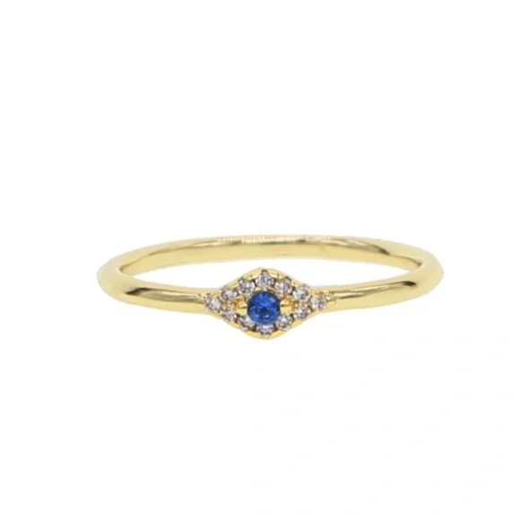 18K Gold Plated Paloma Evil Eye Ring - Picture 4 of 5